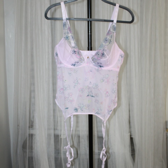 Adore Me Pastel Floral Sheer Lace Bustier with Garters.  Sz. 40B - Picture 5 of 10